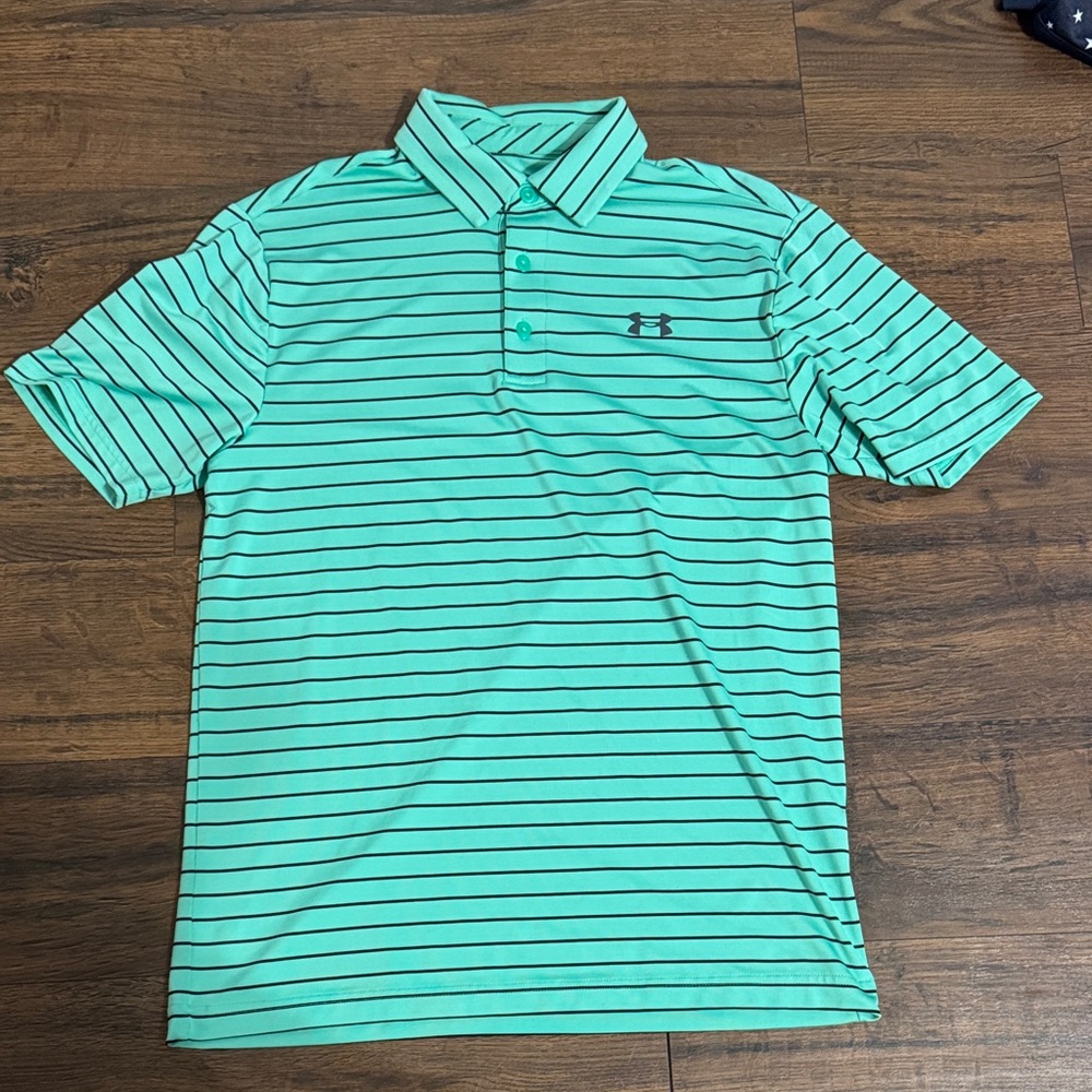 Under Armour Men's Teal Striped Polo Shirt
